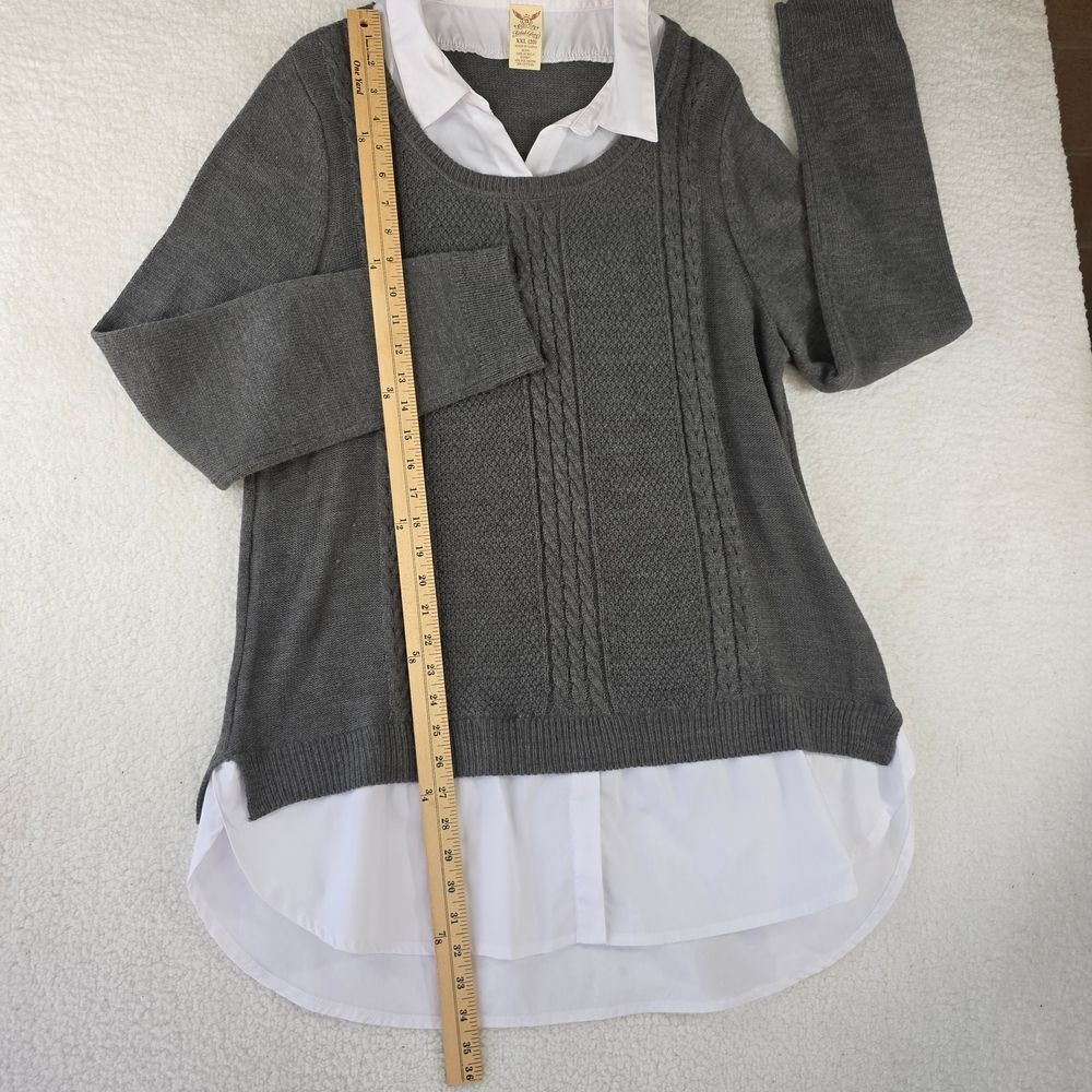 Faded Glory Women's Gray Knit Sweater with White Collared Shirt Layer Size XXL - Picture 13 of 15